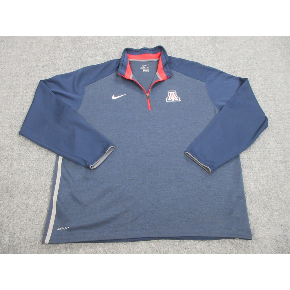 Arizona Wildcats Sweatshirt Mens 2XL Blue NCAA Basketball Nike Dri-FIT 1/4 Zip